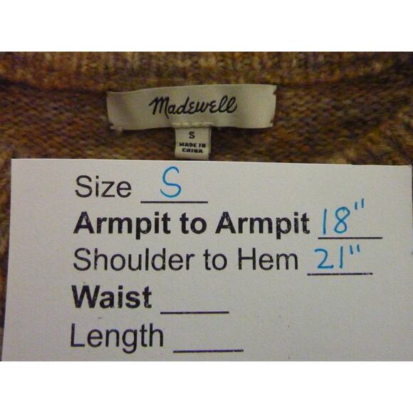 Madewell Space Dye Pleat Sleeve Pullover Sweater Brown Heathered Size Small - Picture 7 of 7